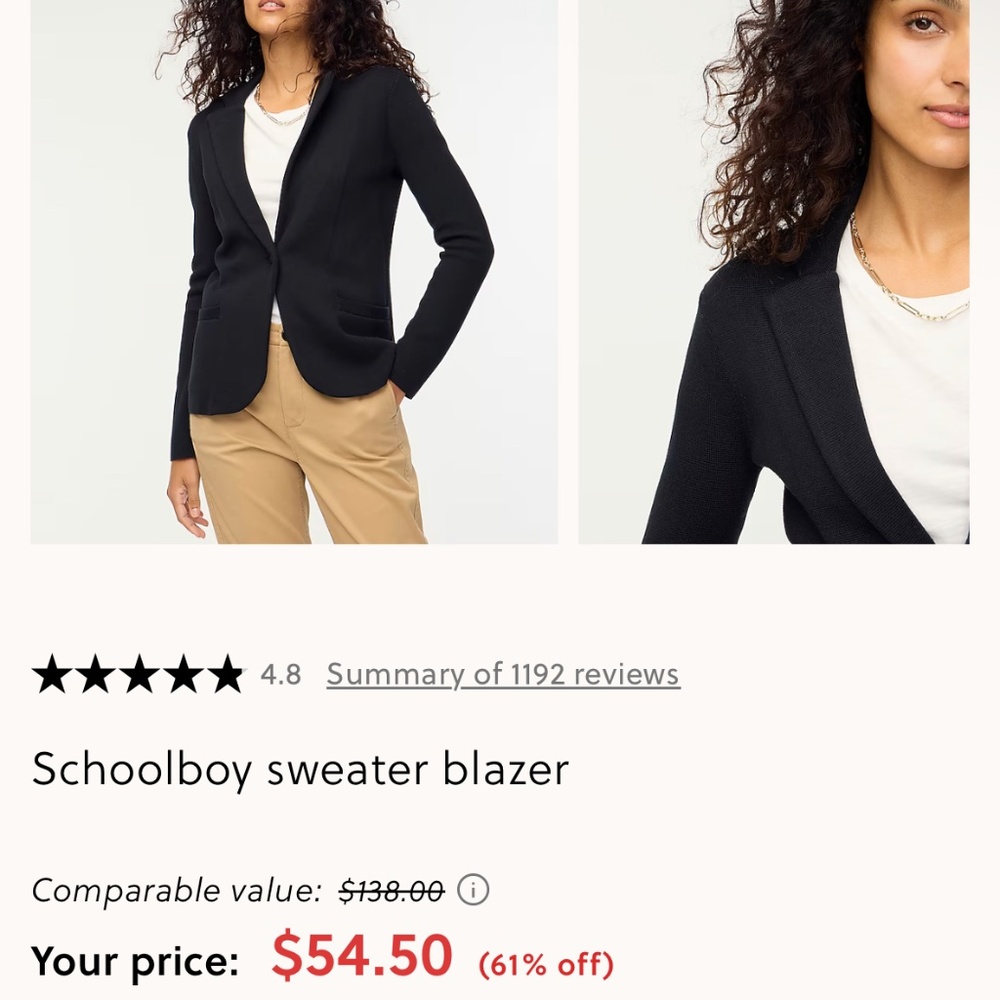 J. Crew schoolboy knit sweater blazer NWOT